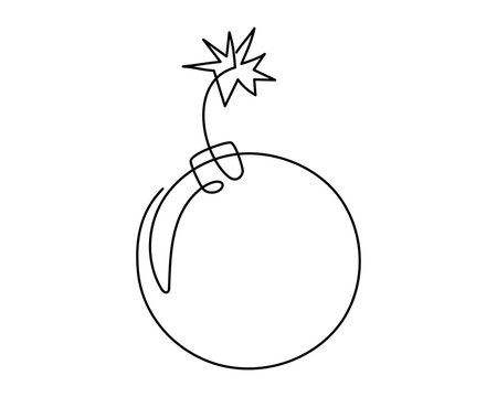 recommend clip art: Bomb one line art, hand drawn military supply,ammunition continuous contour. Dangerous explosive device. Editable stroke. Isolated. Vector illustration