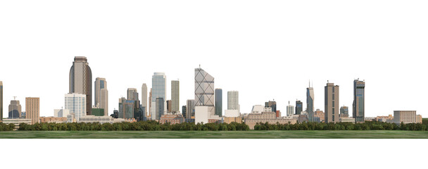 Fototapeta na wymiar 3d render panorama city view on white background with clipping path