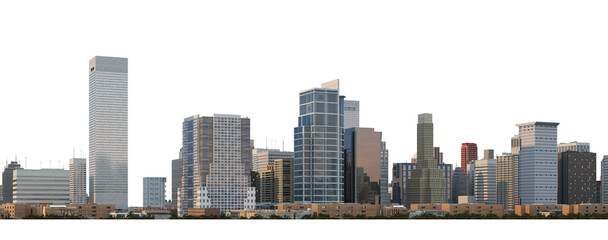 3d render panorama city view on white background with clipping path © jomphon