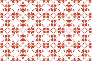 Geometric portuguese azulijo seamless pattern vector - Red,brown,white.Great for tiles,wallpaper, pattern fills, backgrounds,surface textures.