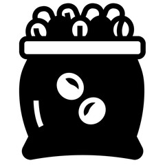 Coffee beans. Glyph icon. transparency background