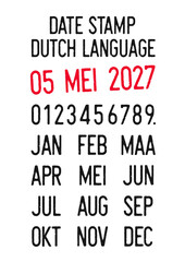 Vector illustration of editable dates stamps in Dutch language (days, months, years)