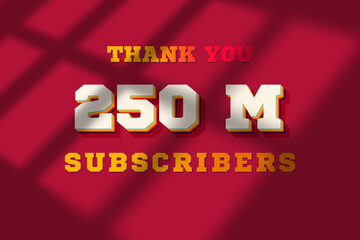 250 Million  subscribers celebration greeting banner with Retro 2 Design