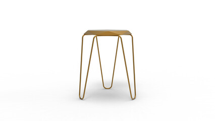 golden bench front view with shadow 3d render