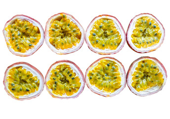 Top view of sliced ​​passion fruit, focus selective