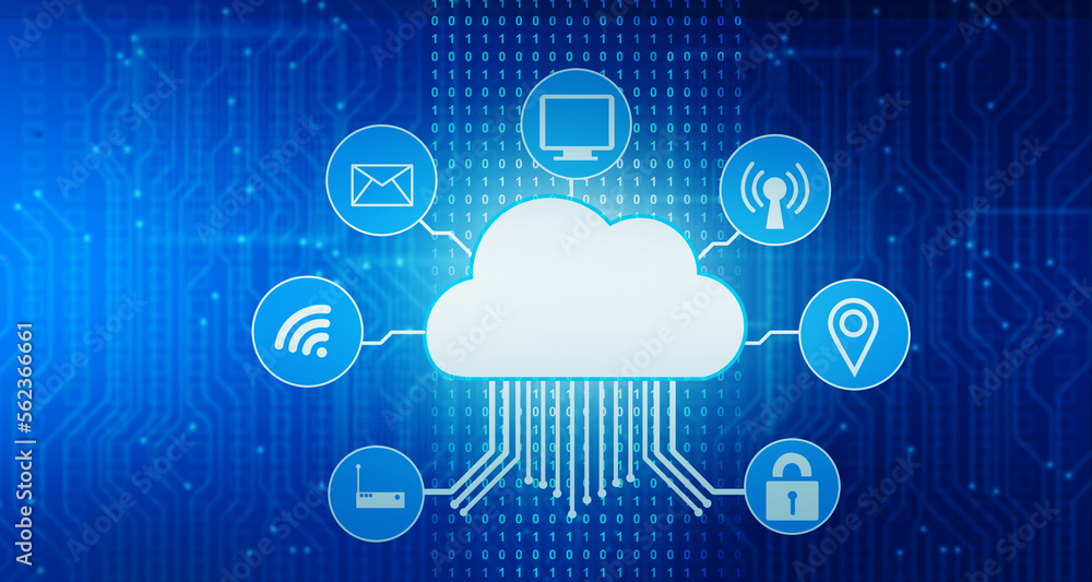 Aufkleber cloud computing. internet technology. futuristic background. 3d illustration.