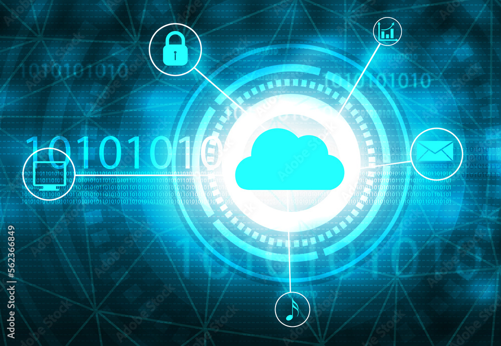 Poster cloud computing. internet technology. futuristic background. 3d illustration.