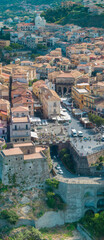 Aerial view of Pizzo Calabro, Calabria, tourism Italy. Panoramic view of the small town of Pizzo...