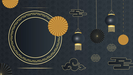 Obraz na płótnie Canvas Happy Chinese new year design. Japanese, Korean, Vietnamese lunar new year. Black Vector illustration and banner concept