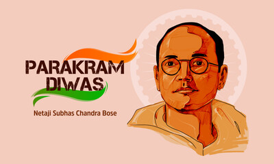Netaji Subhash Chandra Bose vector illustration for Indian Parakram Diwas