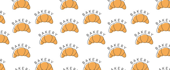 seamless pattern with Bakery. illustration of croissant. Vector hand drawn vintage engraving illustration for poster, label and menu bakery shop