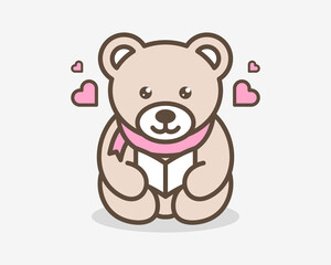 Teddy Bear Childhood Doll Kids Children Read Book Love Heart Happiness Mascot Cartoon Illustration