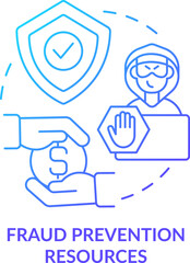 Fraud prevention resources blue gradient concept icon. Security. Treasury management service abstract idea thin line illustration. Isolated outline drawing. Myriad Pro-Bold font used
