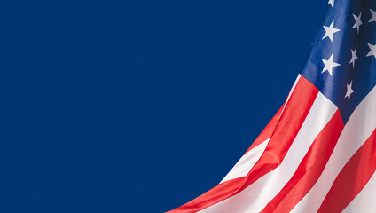 Part of the American flag is on a blue background