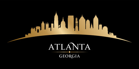 Atlanta Georgia city silhouette black background - obrazy, fototapety, plakaty