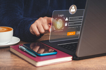 Access the system with a fingerprint on the virtual screen