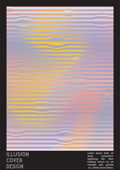 Geometrical Poster Design with Optical Illusion Effect. Minimal Psychedelic Cover Page Collection. Colorful Wave Lines Background. Fluid Stripes Art. Swiss Design. Vector Illustration for Placard.