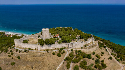 Drone photo of Platamonas medieval castle, Greece © Atanas