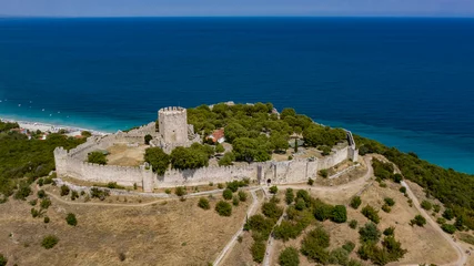Fototapeten Mediterranes Europa Drone photo of Platamonas medieval castle, Greece  © Atanas