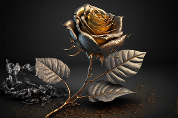 Beautiful golden rose; dynamic lighting Generative AI