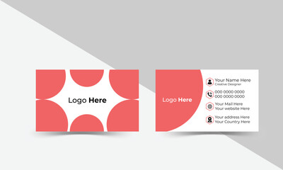 Fototapeta premium Creative and Clean Business card Template .Two sided creative business card template. Black, White and red color theme .landscape orientation .Vector illustration print template.
