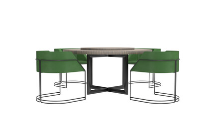 round dining table side view without shadow 3d render