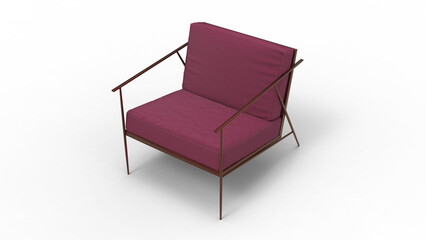 single sofa top view with shadow 3d render