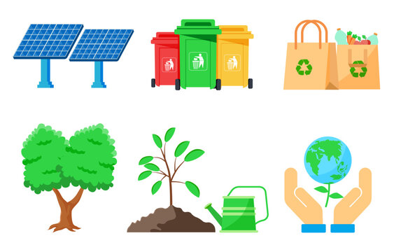 Environment protection element, vector illustration of save the planet by recycle and ecology concept