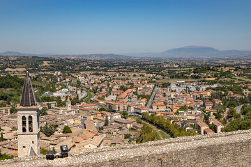 Top view of the city of Spoleto in Umbria (Italy)