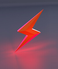 Red bolt 3d symbol