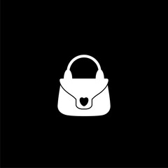 Hand bag woman icon isolated on black background