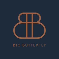 Big Butterfly Logo Icon. Letter B Logo Mark. B Logo Luxury and Elegant Brand
