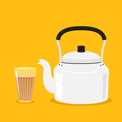 Indian hot drink vector. Indian chai icon. Chai is Indian drink. Kettle vector.