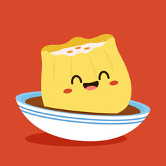 Siu Mai (Shumai) – Chinese steamed dumplings. Siu Mai is Chinese food. cartoon vector.