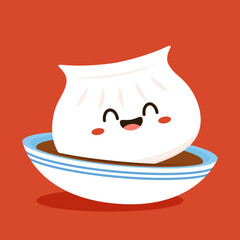 Shrimp dumplings vector. Shrimp dumplings is Chinese food. Chinese food icon.