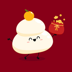 Japanese New Year Kagami Mochi Rice Cake. Illustration material Kagami mochi lucky charm simple vector. Kagami Mochi character or mascot.