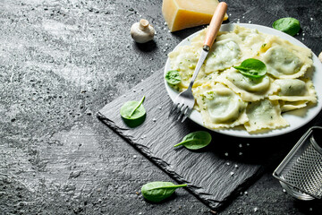 Fragrant ravioli with Parmesan and herbs.