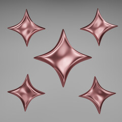 icon, illustration, gold, set, 3D, cartoon