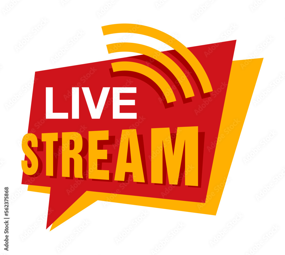 Poster live stream button - red polygonal message shape