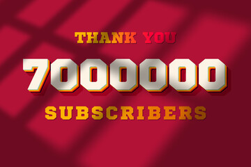 7000000 subscribers celebration greeting banner with Retro 2 Design