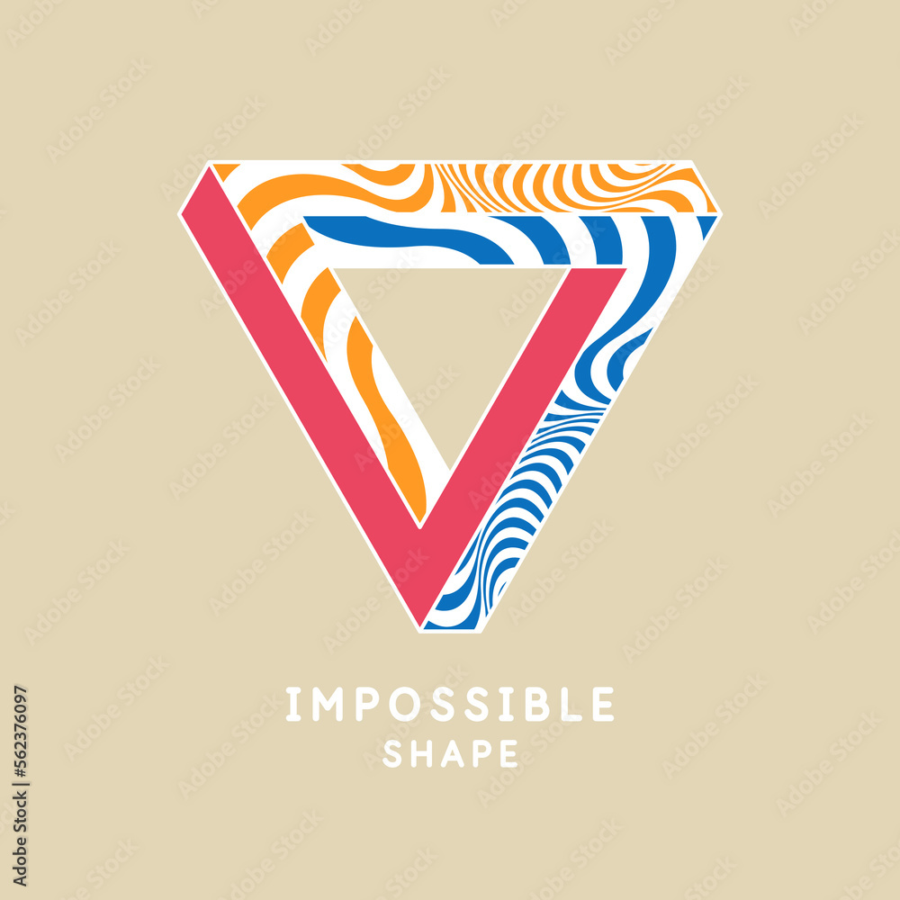 Poster impossible geometric shape. the penrose triangle. isolated 3d shape. a graphic element for your desi
