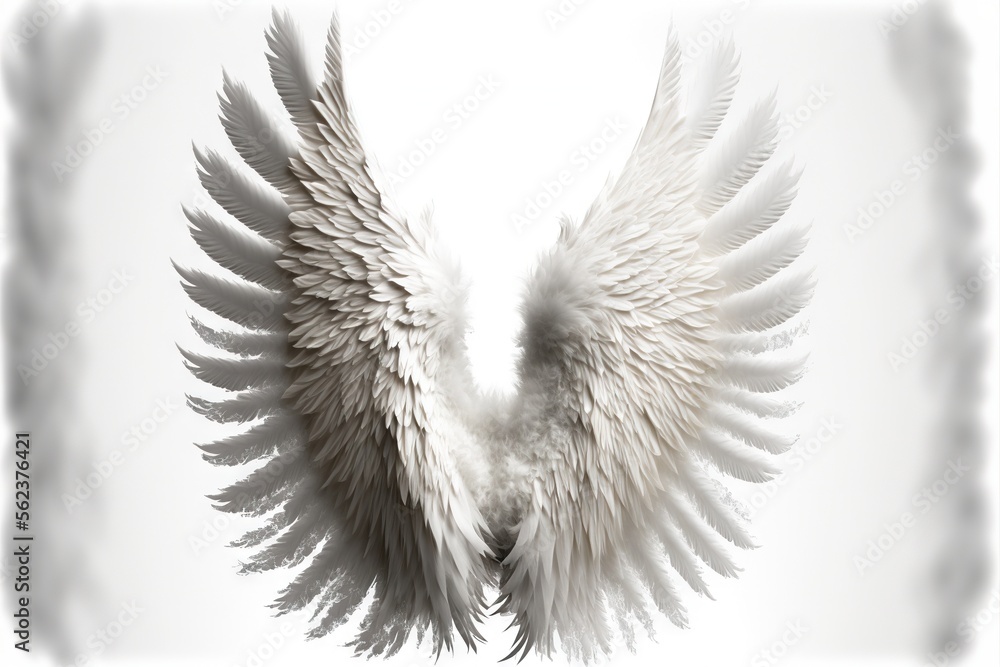 Poster a white bird with wings spread out in the air with a white background behind it and a white frame ar