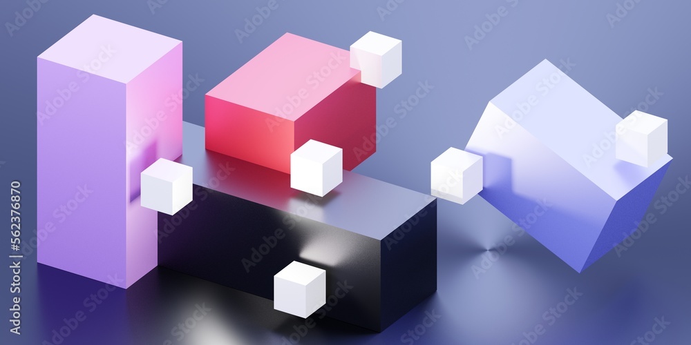 Poster abstract 3d render. modern background design with geometric shapes.