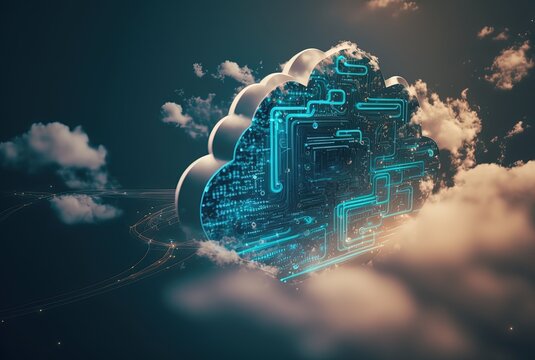 illustration concept of cloud computing service for future, data storage, computing power without direct active that could manage by user, Generative Ai