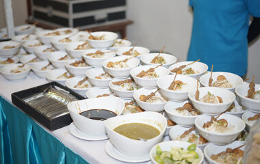 Catering Foods in Bowls for a Traditional Wedding Ceremony in Indonesia