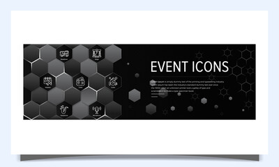 Event icon set, web header banner