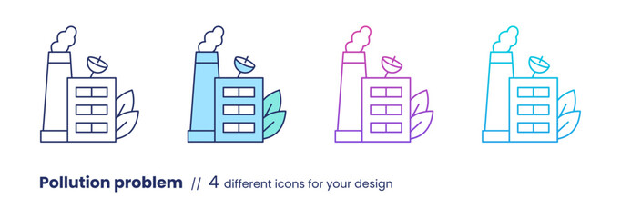 Pollution problem icon ESG concept. Vector line illustration isolated on a white background.