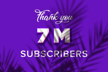 7 Million  subscribers celebration greeting banner with Purple and Pink Design