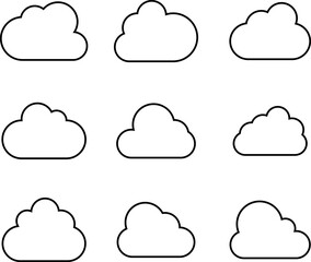 Clouds line icon. Storage solution element, databases, networking, software image, cloud and meteorology concept. Vector line art illustration.