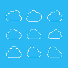 Clouds line icon. Storage solution element, databases, networking, software image, cloud and meteorology concept. Vector line art illustration.